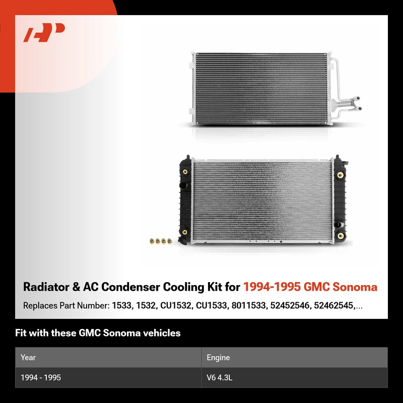 Radiator & AC Condenser Cooling Kit for 1994-1995 GMC Sonoma