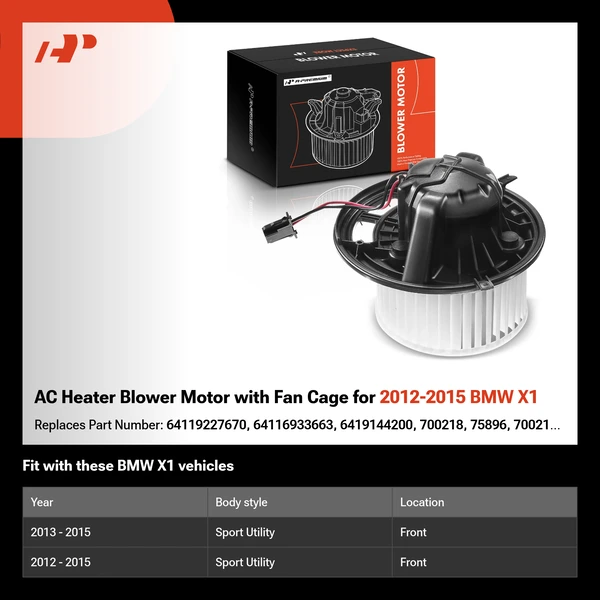 AC Heater Blower Motor with Fan Cage for 2012-2015 BMW X1