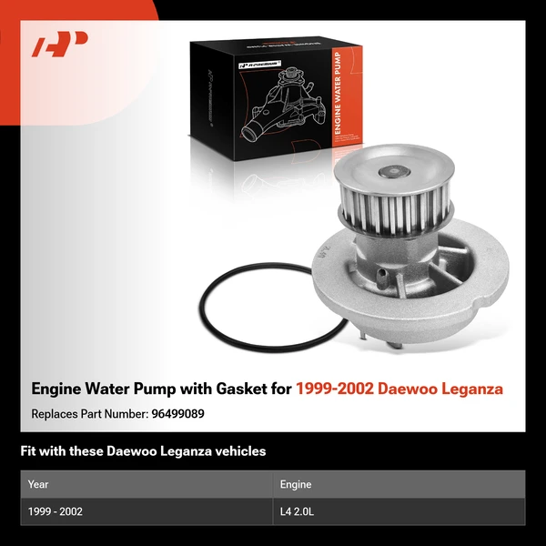 Engine Water Pump with Gasket for 1999-2002 Daewoo Leganza