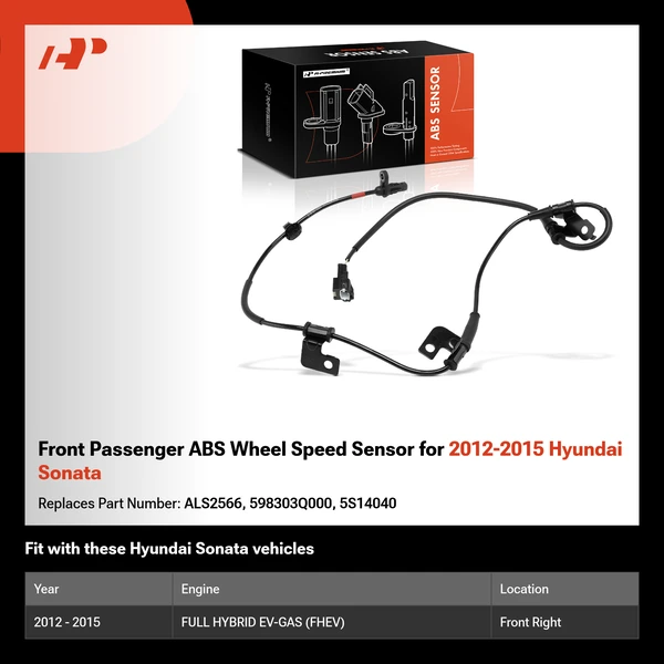 Front Passenger ABS Wheel Speed Sensor for 2012-2015 Hyundai Sonata