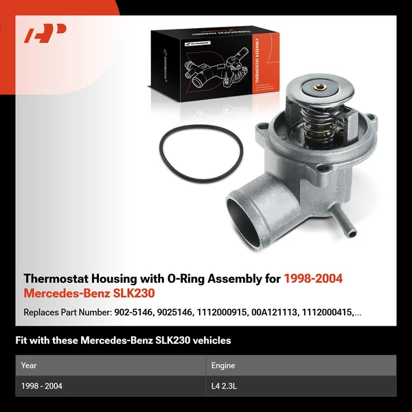 Thermostat Housing with O-Ring Assembly for 1998-2004 Mercedes-Benz SLK230