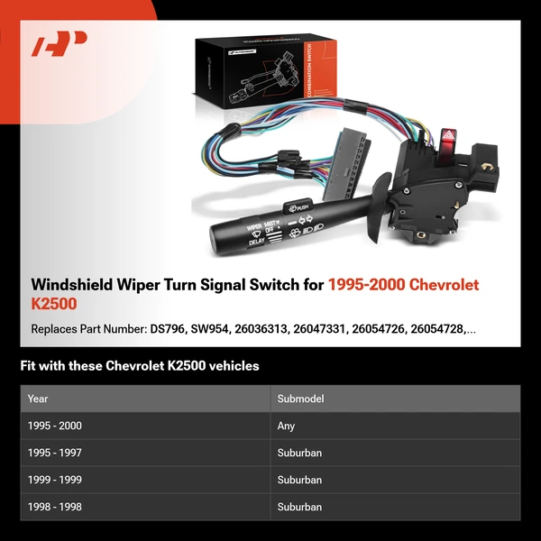 Windshield Wiper Turn Signal Switch for 1995-2000 Chevrolet K2500