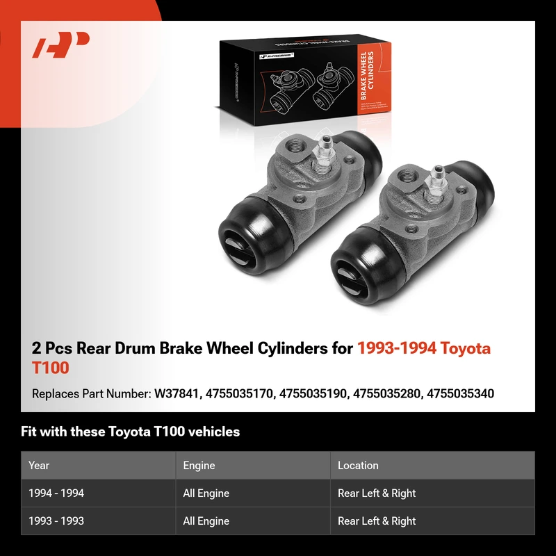 2 Pcs Rear Drum Brake Wheel Cylinders for 1993-1994 Toyota T100