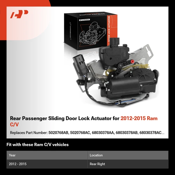 Rear Passenger Sliding Door Lock Actuator for 2012-2015 Ram C/V