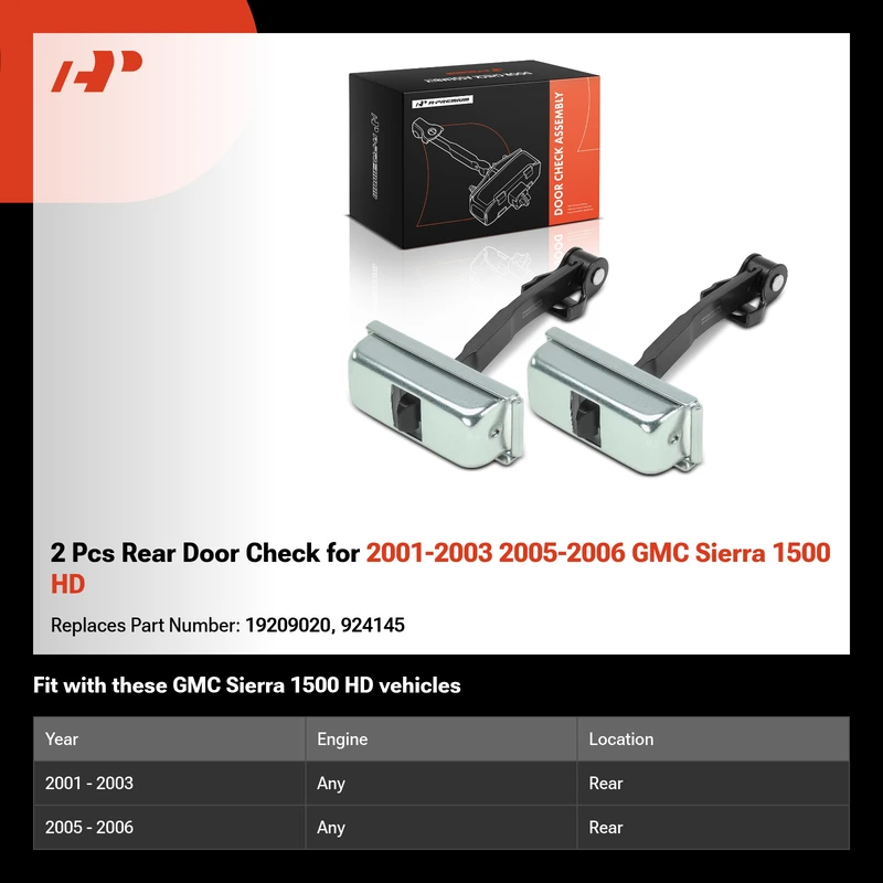 2 Pcs Rear Door Check for 2001-2003 2005-2006 GMC Sierra 1500 HD