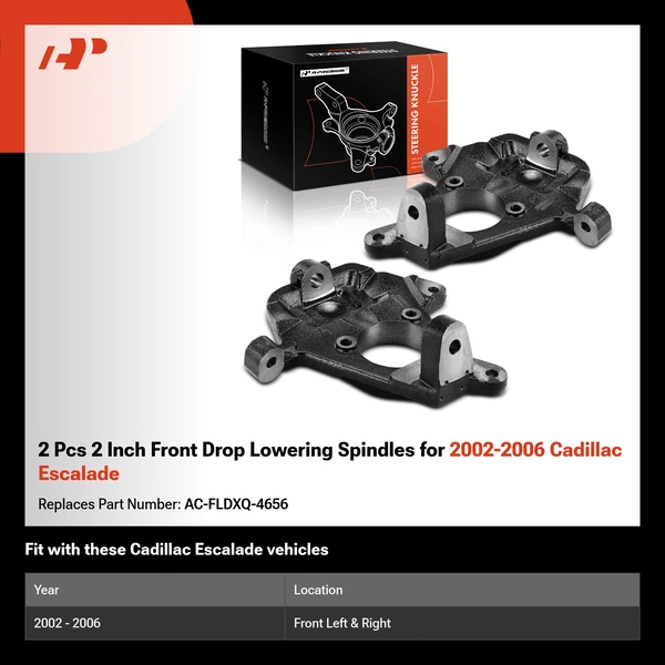 2 Pcs 2 Inch Front Drop Lowering Spindles for 2002-2006 Cadillac Escalade