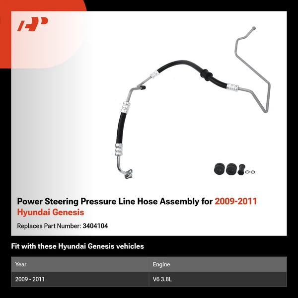 Power Steering Pressure Line Hose Assembly for 2009-2011 Hyundai Genesis