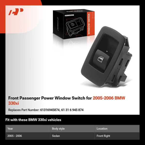 Front Passenger Power Window Switch for 2005-2006 BMW 330xi