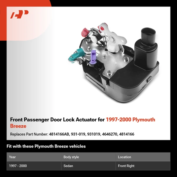 Front Passenger Door Lock Actuator for 1997-2000 Plymouth Breeze