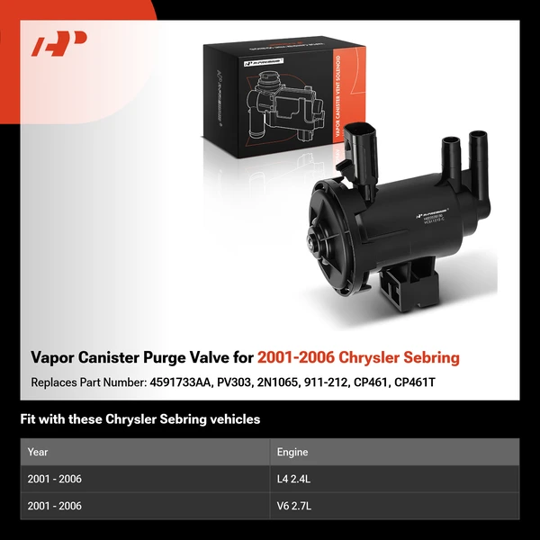 Vapor Canister Purge Valve for 2001-2006 Chrysler Sebring