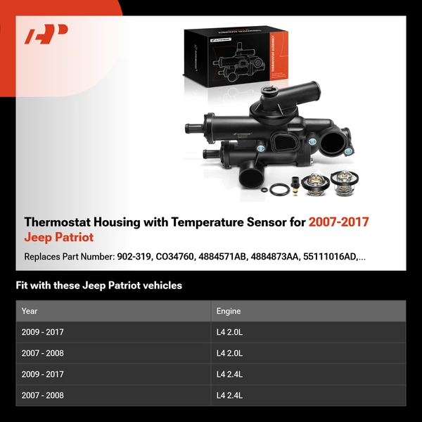 Thermostat Housing with Temperature Sensor  for 2007-2017 Jeep Patriot