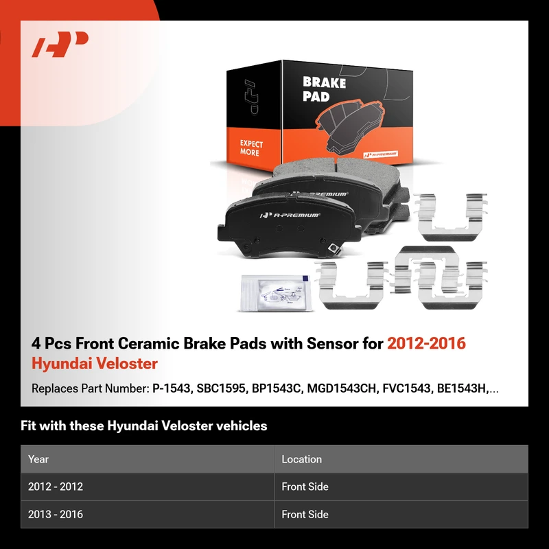 4 Pcs Front Ceramic Brake Pads with Sensor for 2012-2016 Hyundai Veloster