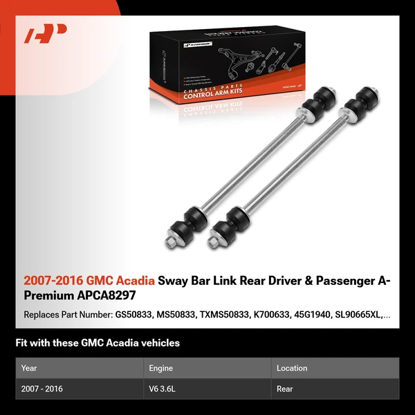 2007-2016 GMC Acadia Sway Bar Link Rear Driver & Passenger A-Premium APCA8297