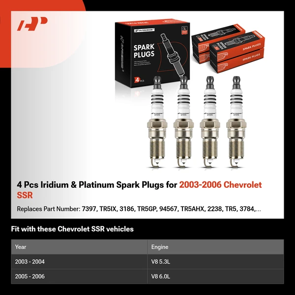 4 Pcs Iridium & Platinum Spark Plugs for 2003-2006 Chevrolet SSR