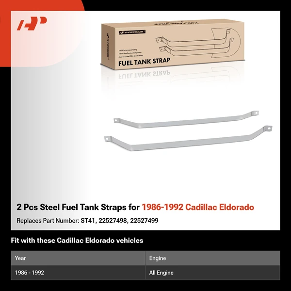 2 Pcs Steel Fuel Tank Straps for 1986-1992 Cadillac Eldorado