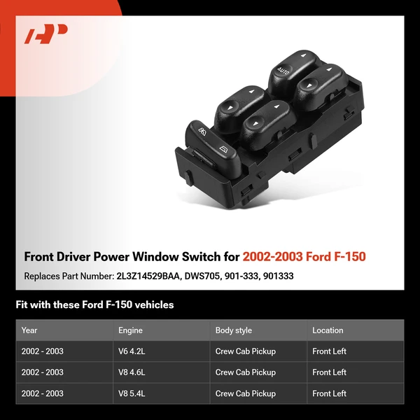 Front Driver Power Window Switch for 2002-2003 Ford F-150