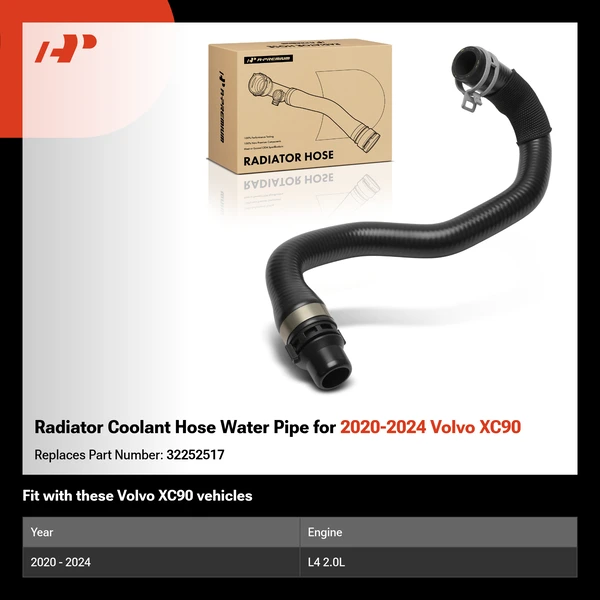 Radiator Coolant Hose Water Pipe for 2020-2024 Volvo XC90