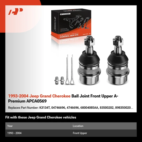 1993-2004 Jeep Grand Cherokee Ball Joint Front Upper A-Premium APCA0569