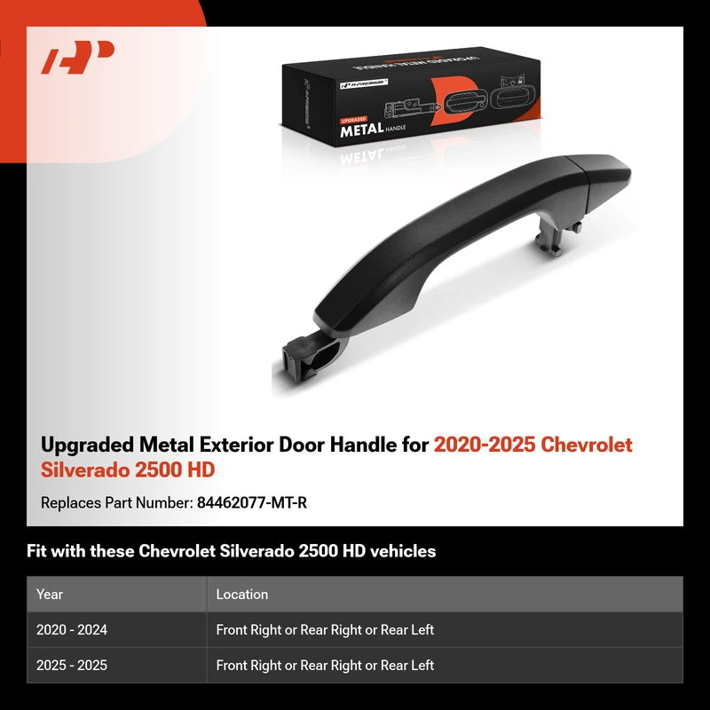 Upgraded Metal Exterior Door Handle for 2020-2025 Chevrolet Silverado 2500 HD