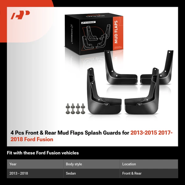 4 Pcs Front & Rear Mud Flaps Splash Guards for 2013-2015 2017-2018 Ford Fusion