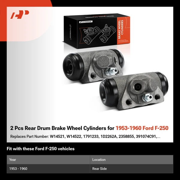 2 Pcs Rear Drum Brake Wheel Cylinders for 1953-1960 Ford F-250