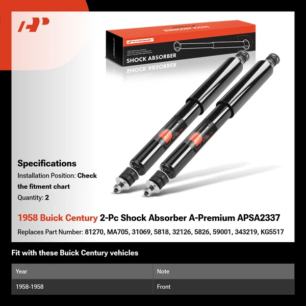 1958 Buick Century 2-Pc Shock Absorber A-Premium APSA2337