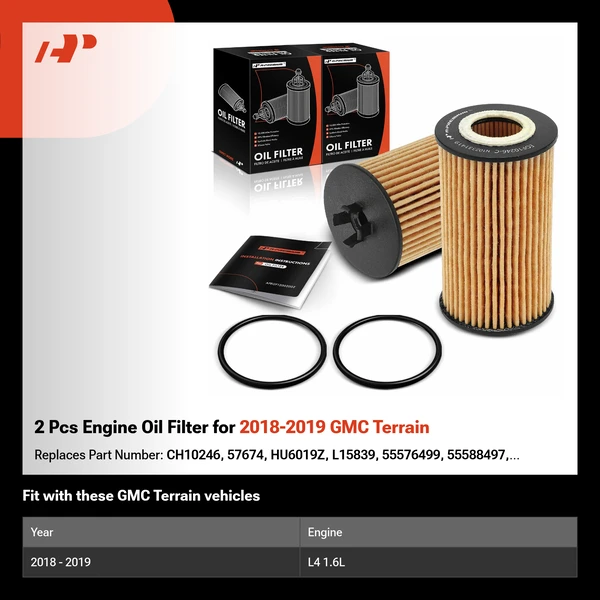 2 Pcs Engine Oil Filter for 2018-2019 GMC Terrain