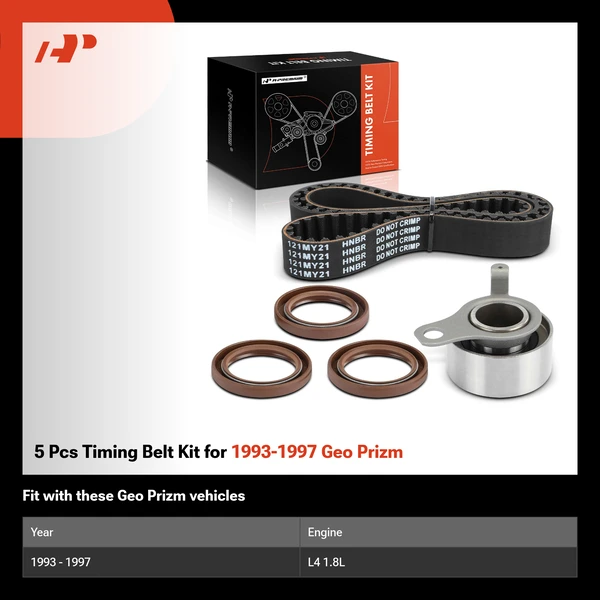 5 Pcs Timing Belt Kit for 1993-1997 Geo Prizm