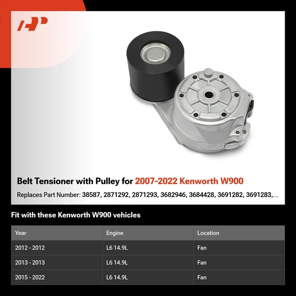 Belt Tensioner with Pulley for 2007-2022 Kenworth W900