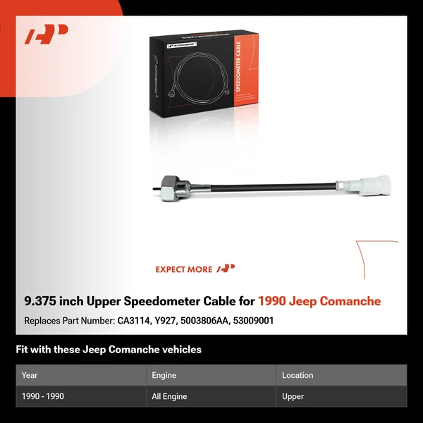 9.375 inch Upper Speedometer Cable for 1990 Jeep Comanche