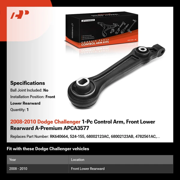 2008-2010 Dodge Challenger 1-Pc Control Arm, Front Lower Rearward A-Premium APCA3577