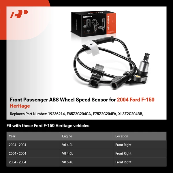 Front Passenger ABS Wheel Speed Sensor for 2004 Ford F-150 Heritage