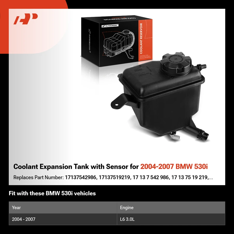 Coolant Expansion Tank with Sensor for 2004-2007 BMW 530i