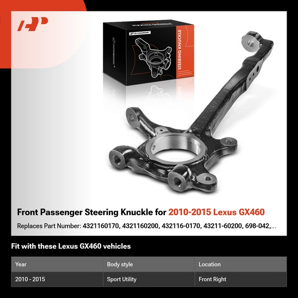 Front Passenger Steering Knuckle for 2010-2015 Lexus GX460