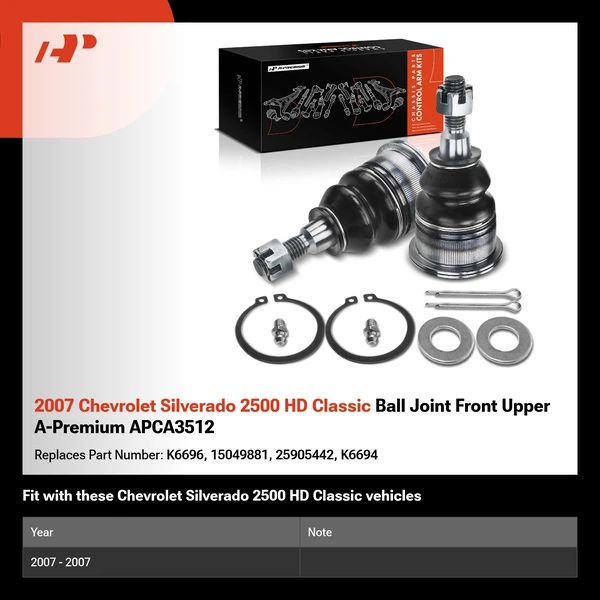2007 Chevrolet Silverado 2500 HD Classic Ball Joint Front Upper A-Premium APCA3512