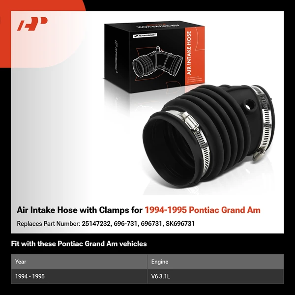 Air Intake Hose with Clamps for 1994-1995 Pontiac Grand Am