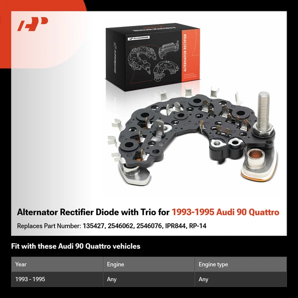 Alternator Rectifier Diode with Trio for 1993-1995 Audi 90 Quattro