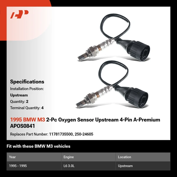 1995 BMW M3 2-Pc Oxygen Sensor Upstream 4-Pin A-Premium APOS0841