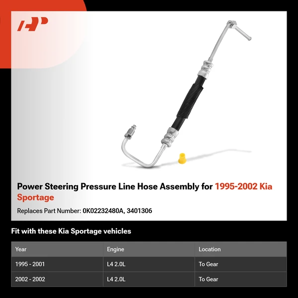 Power Steering Pressure Line Hose Assembly for 1995-2002 Kia Sportage