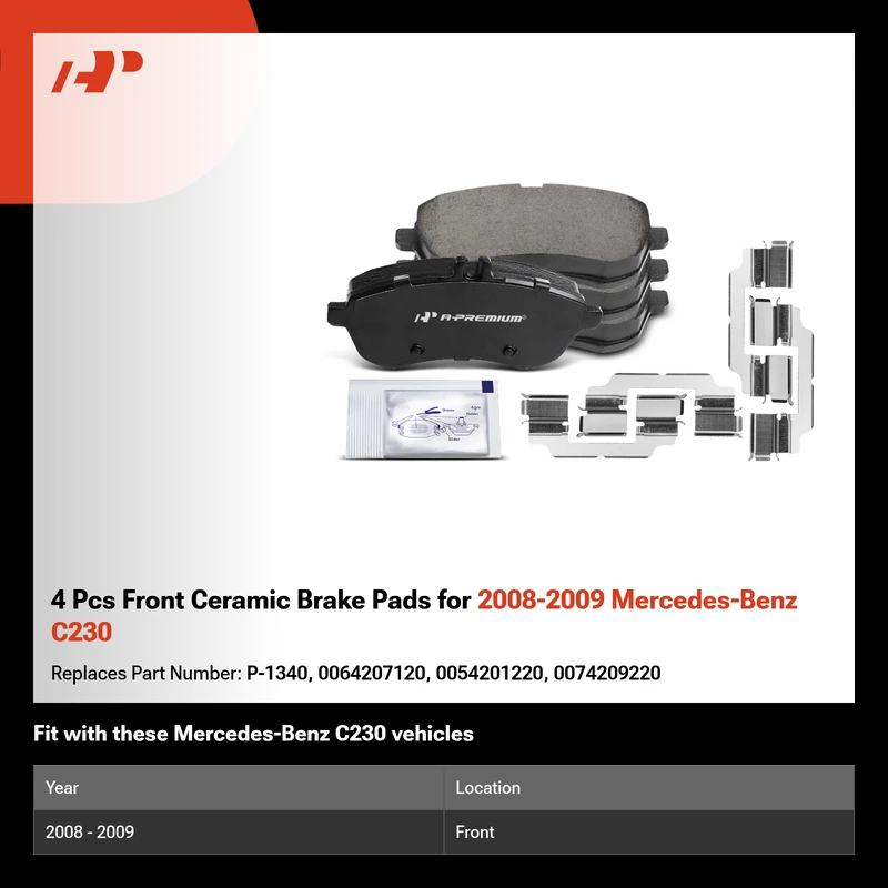 4 Pcs Front Ceramic Brake Pads for 2008-2009 Mercedes-Benz C230