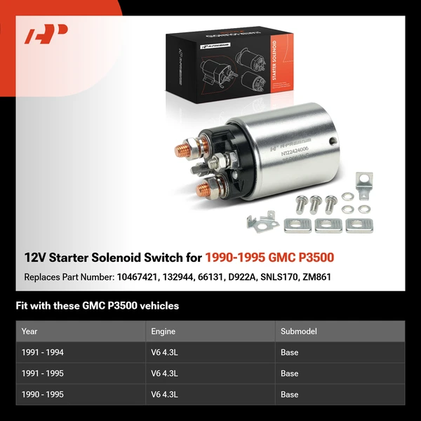 12V Starter Solenoid Switch for 1990-1995 GMC P3500