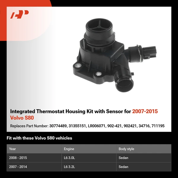 Integrated Thermostat Housing Kit with Sensor for 2007-2015 Volvo S80