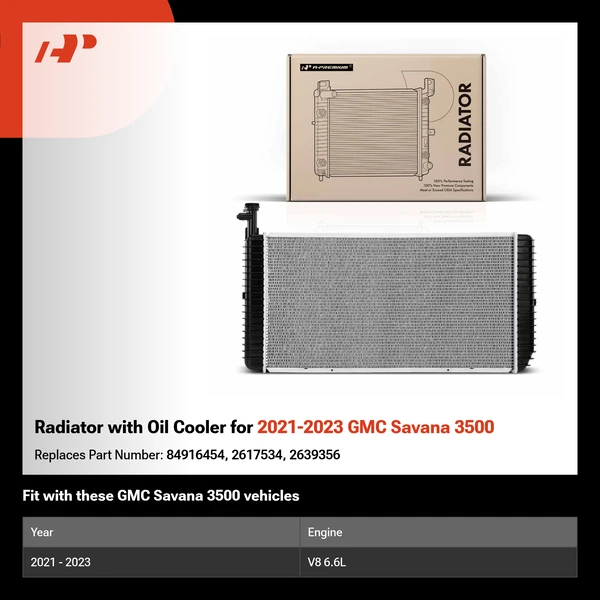 Radiator with Oil Cooler for 2021-2023 GMC Savana 3500