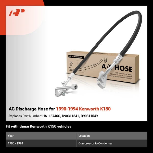 AC Discharge Hose for 1990-1994 Kenworth K150