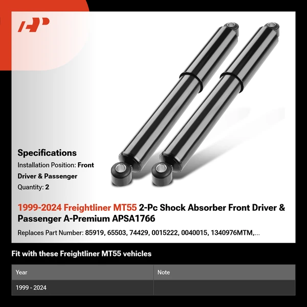 1999-2024 Freightliner MT55 2-Pc Shock Absorber Front Driver & Passenger A-Premium APSA1766