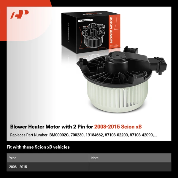 Blower Heater Motor with 2 Pin for 2008-2015 Scion xB
