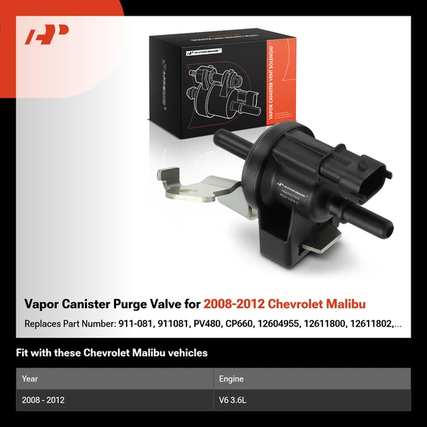Vapor Canister Purge Valve for 2008-2012 Chevrolet Malibu