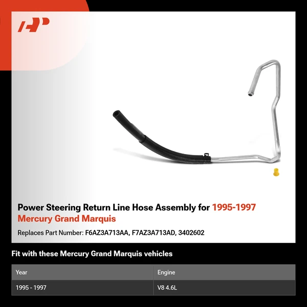 Power Steering Return Line Hose Assembly for 1995-1997 Mercury Grand Marquis