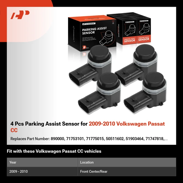 4 Pcs Parking Assist Sensor for 2009-2010 Volkswagen Passat CC