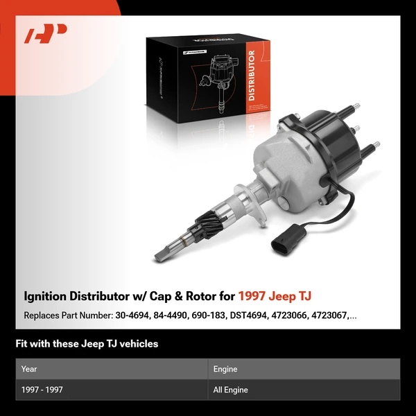 Ignition Distributor w/ Cap & Rotor for 1997 Jeep TJ